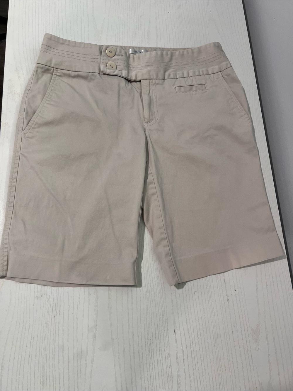 Old Navy Light Beige Bermuda Shorts with Double Button Waist